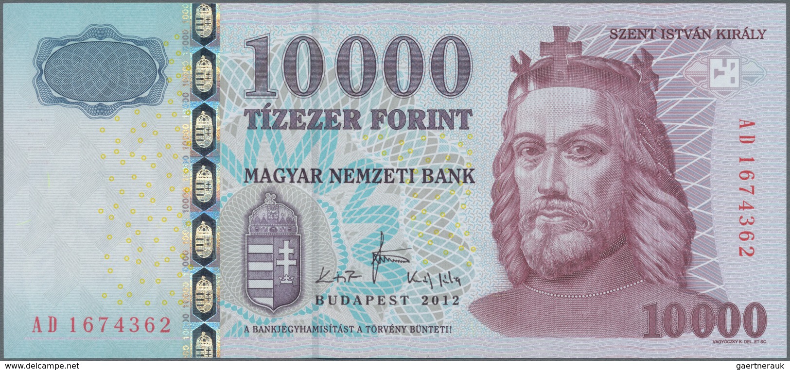 Hungary / Ungarn: Consecutive Pair Of The 10.000 Forint 2012, P.200c With Serial Number AD1674362 An - Ungarn