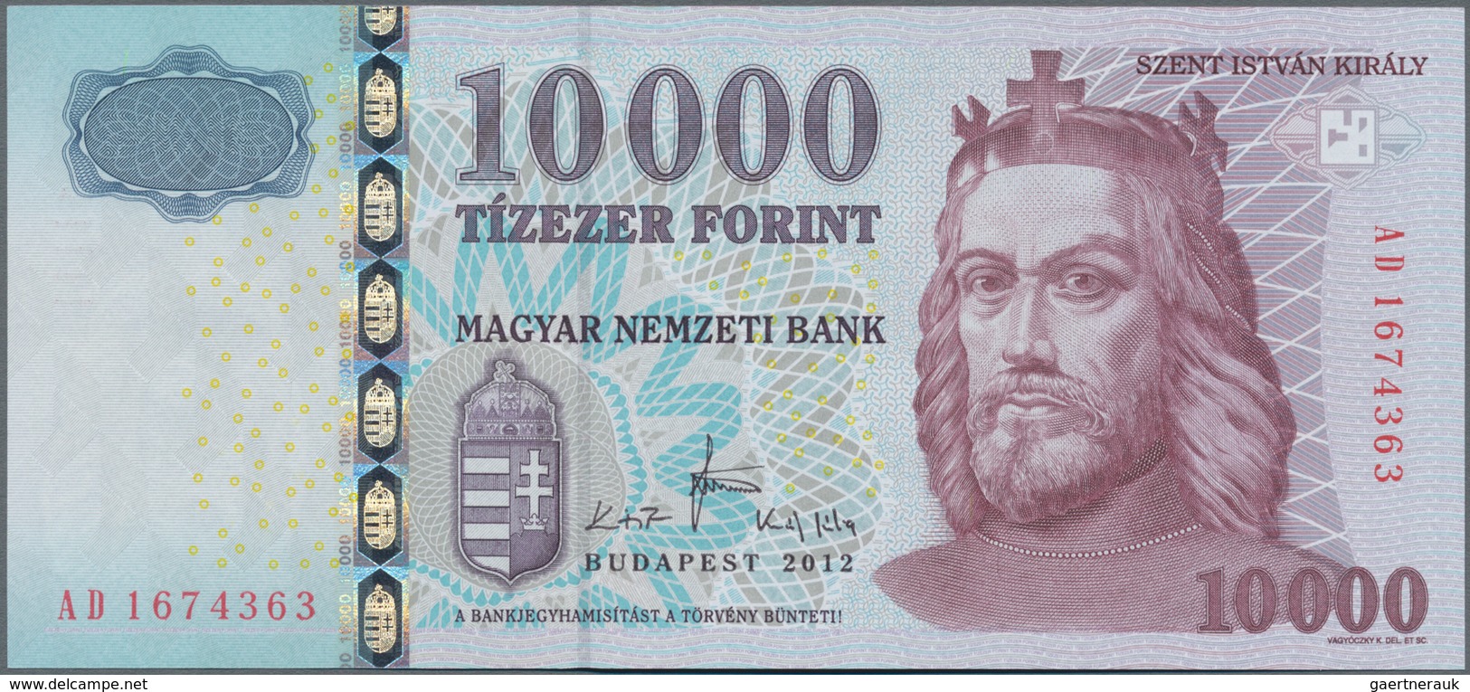 Hungary / Ungarn: Consecutive Pair Of The 10.000 Forint 2012, P.200c With Serial Number AD1674362 An - Hongrie