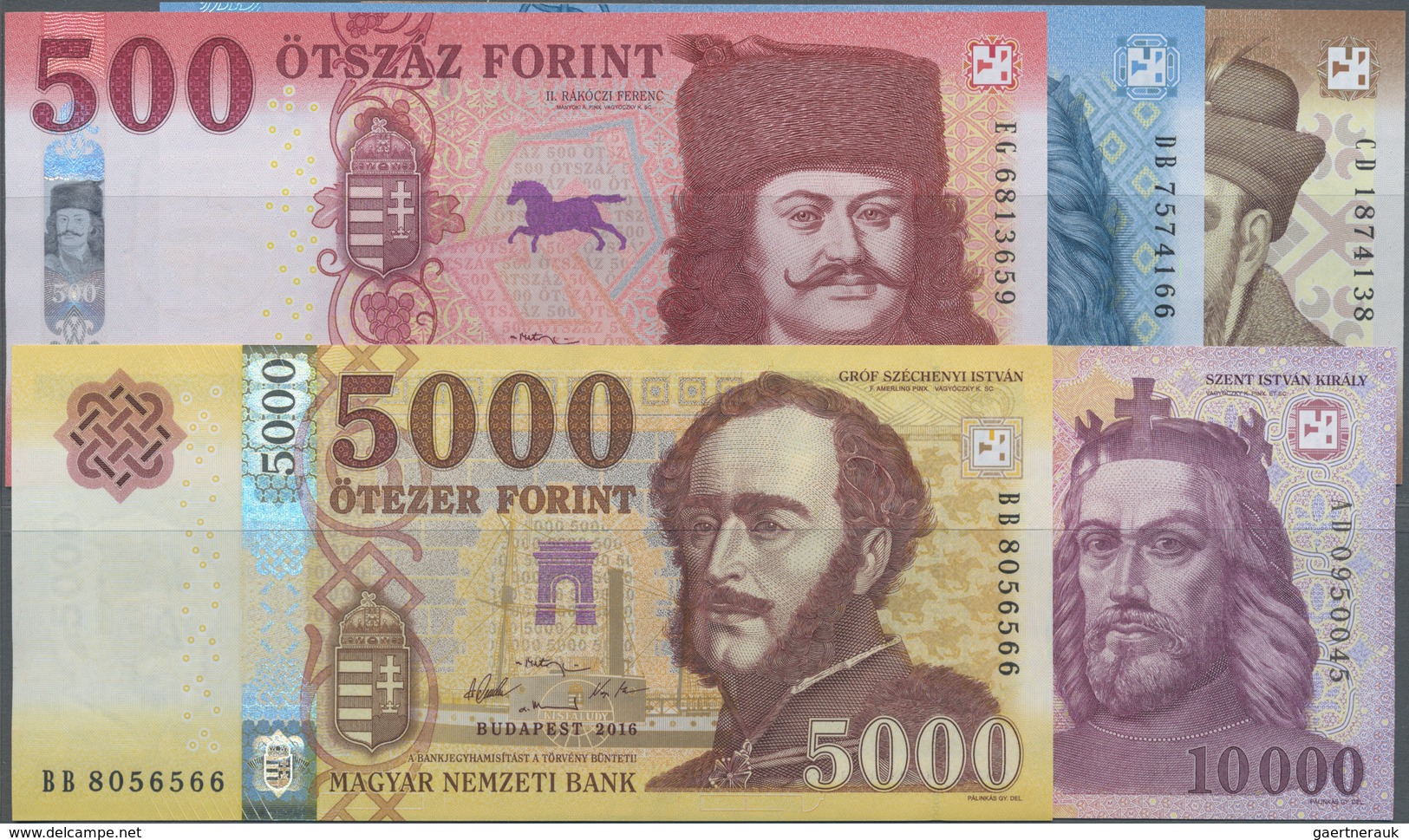 Hungary / Ungarn: Set With 5 Banknotes Of The New Issued Series Comprising 500 Forint 2018, 1000 For - Hongrie