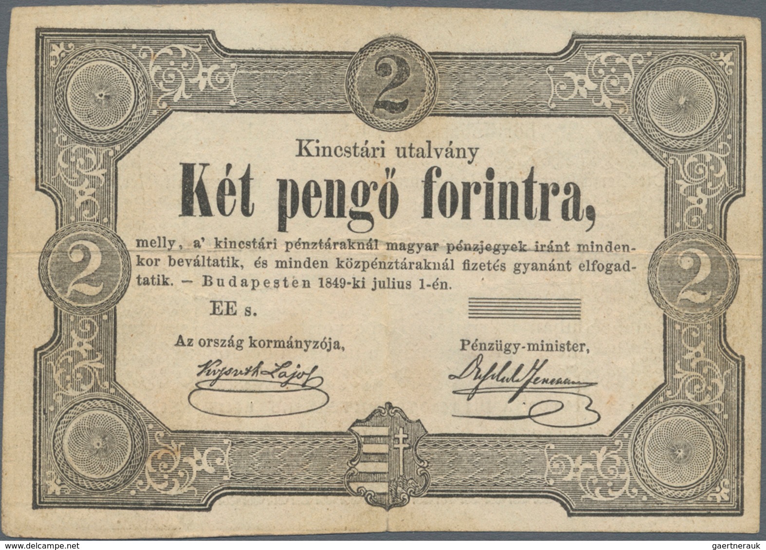 Hungary / Ungarn: Ministry Of Finance – State Treasury Notes, Pair Of The 2 Pengő Forintra 1849, One - Hongrie