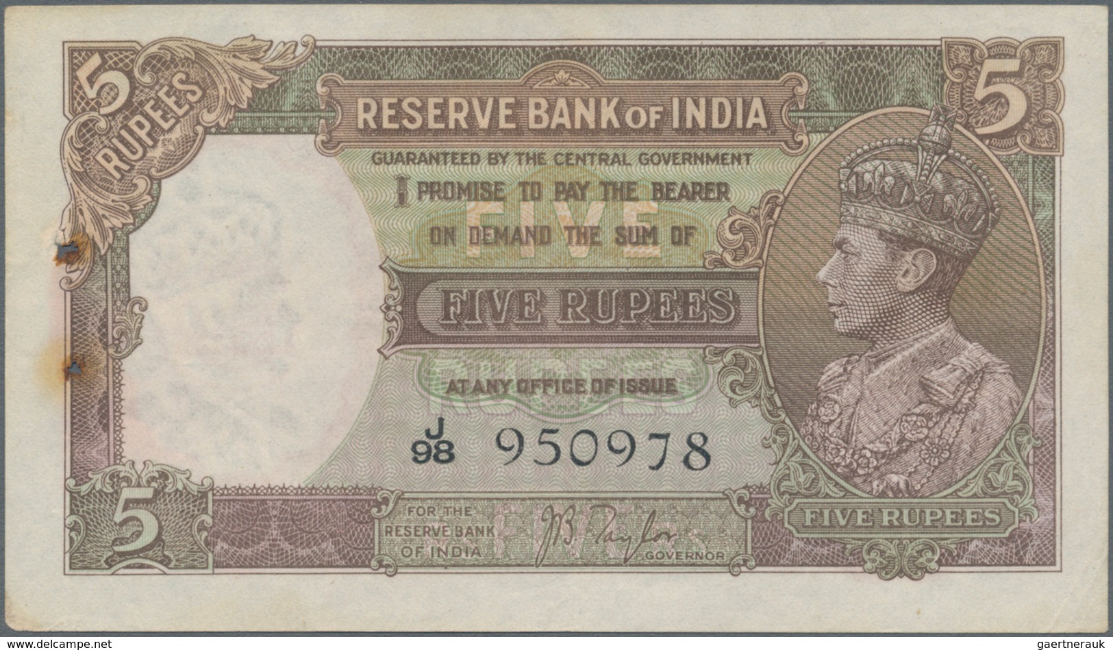 India / Indien: Set Of 2 Notes Of 5 Rupees ND Portrait KGIV P. 18a,b In Condition: XF+ To AUNC With - India