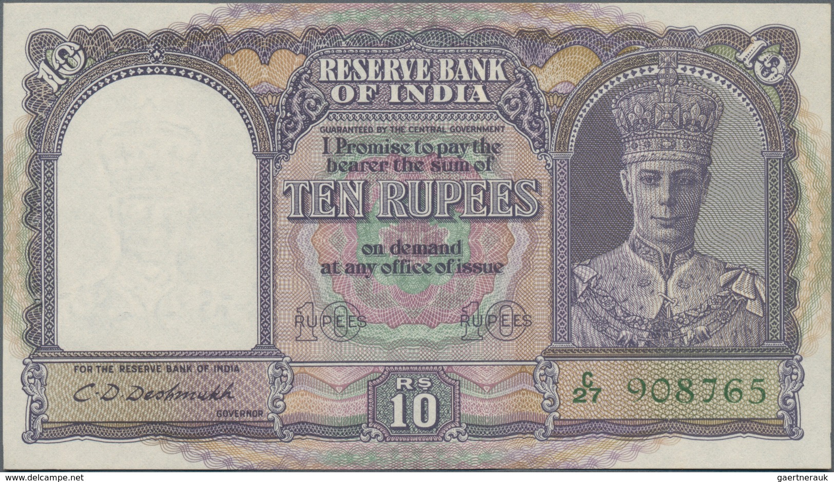 India / Indien: Reserve Bank Of India Pair Of The 10 Rupees ND(1943), P.24, Both With Staple Holes A - Indien