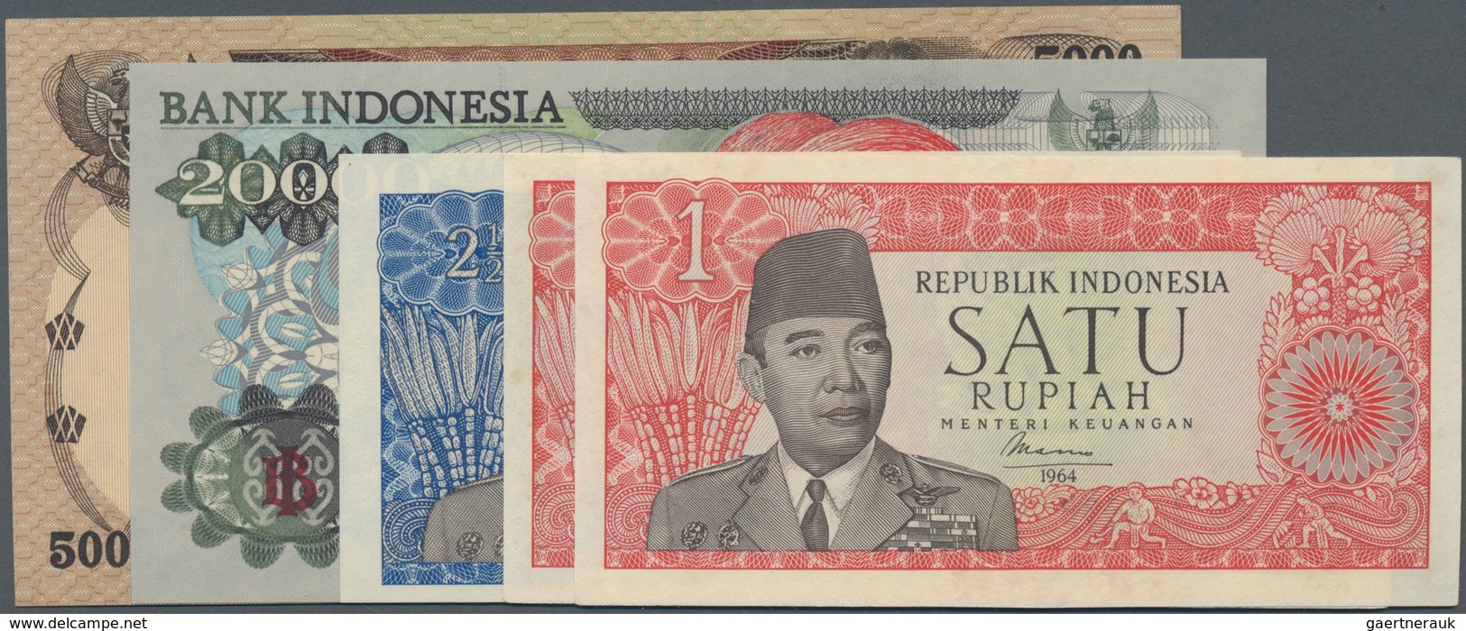 Indonesia / Indonesien: Very Nice Set With 5 Banknotes Comprising Republik Indonesia 2x 1 And 2 ½ Ru - Indonesia