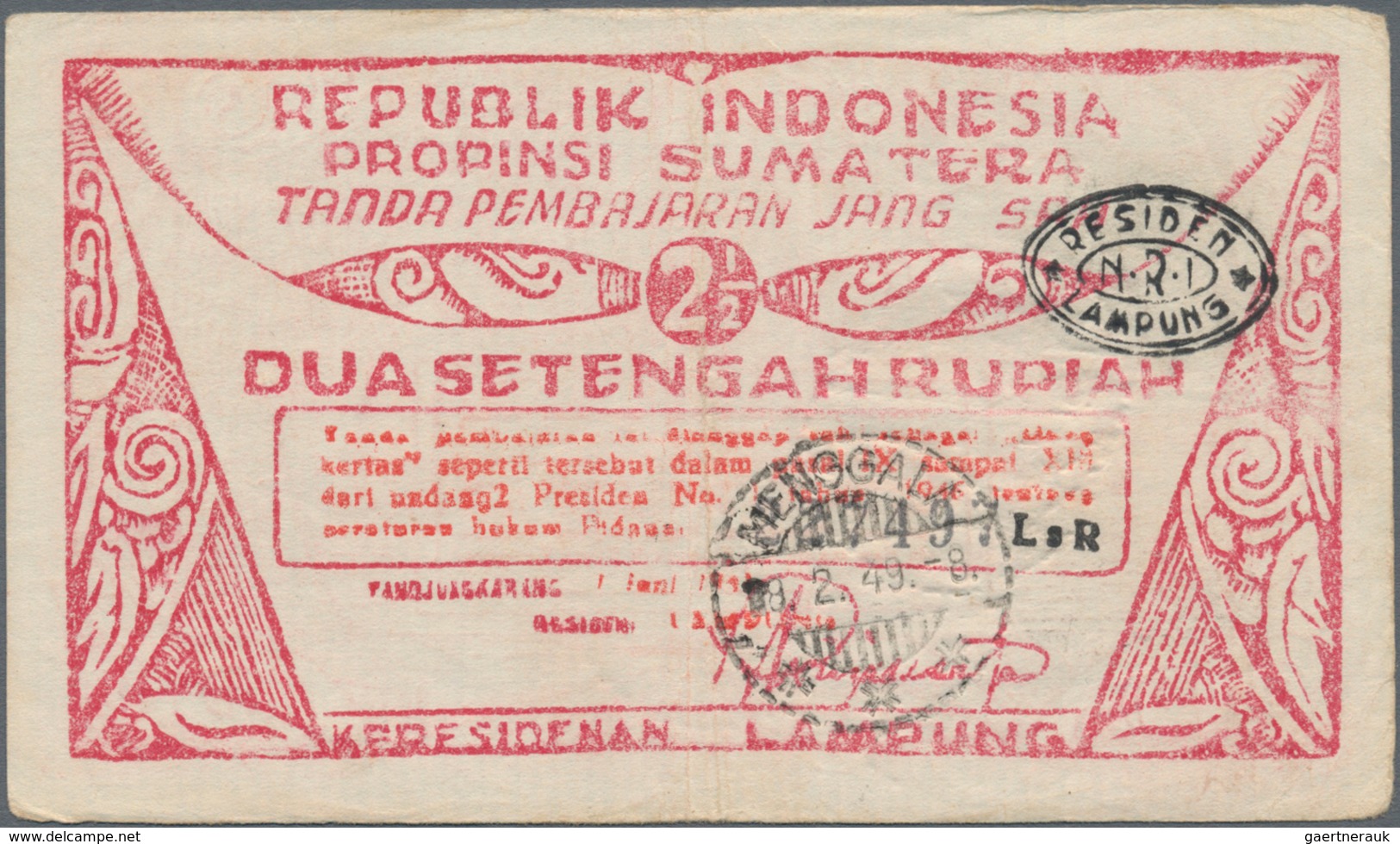 Indonesia / Indonesien: Set with 8 banknotes of the local & rebellious issues of the 1940's with 50