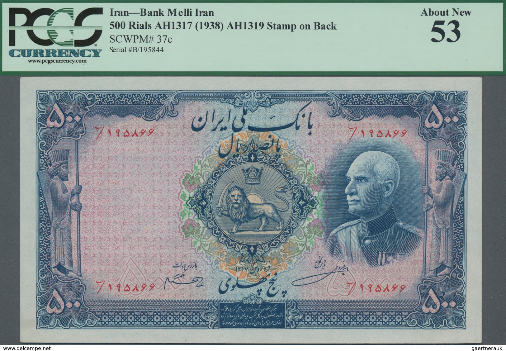 Iran: Bank Melli Iran 500 Rials AH1317 (1938) With Stamp AH1319 On Back, P.37c, Almost Perfect Origi - Iran