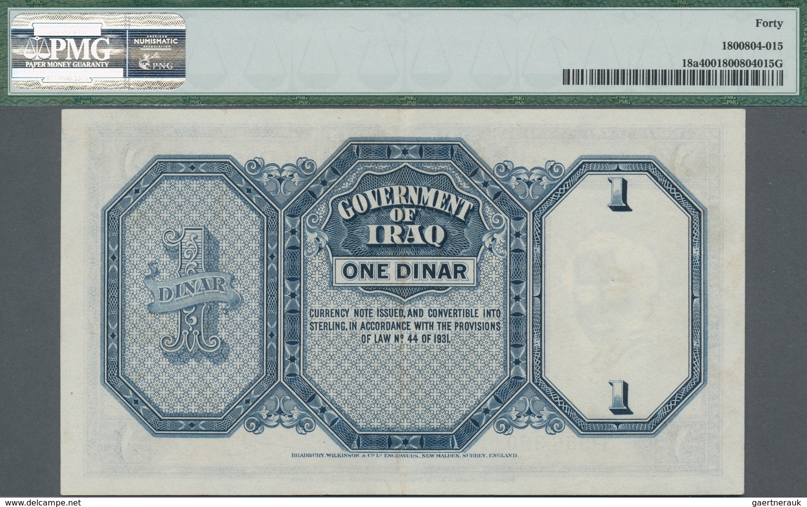 Iraq / Irak: Government Of Iraq 1 Dinar L.1931 (1942) With Signature: Lord Kennet And A. Amin, P.18a - Iraq