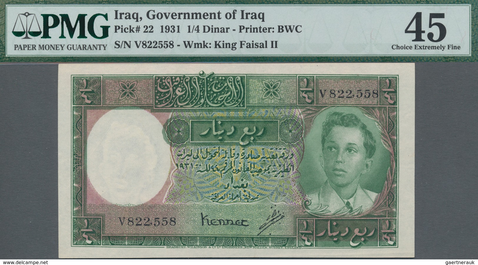 Iraq / Irak: Government Of Iraq ¼ Dinar L.1931 (1948), P.22, Highly Rare Banknote In Great Condition - Iraq