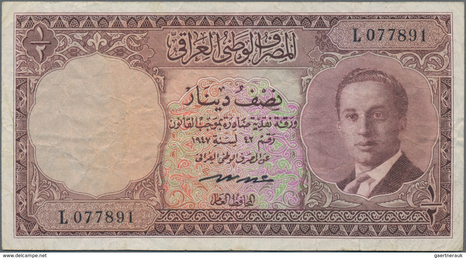 Iraq / Irak: National Bank Of Iraq ½ Dinar L.1947 (1955), P.38b, Still Great Condition With A Number - Iraq