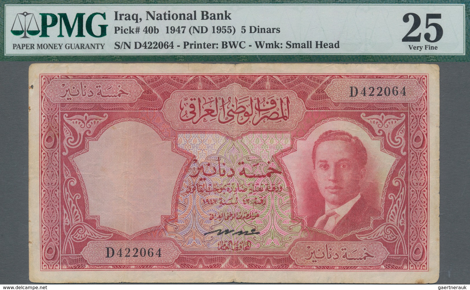 Iraq / Irak: National Bank Of Iraq 5 Dinars 1947 (ND 1955), P.40b, Some Minor Margin Splits And Tiny - Iraq