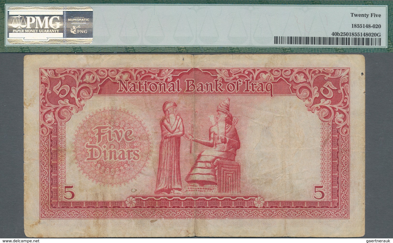 Iraq / Irak: National Bank Of Iraq 5 Dinars 1947 (ND 1955), P.40b, Some Minor Margin Splits And Tiny - Irak