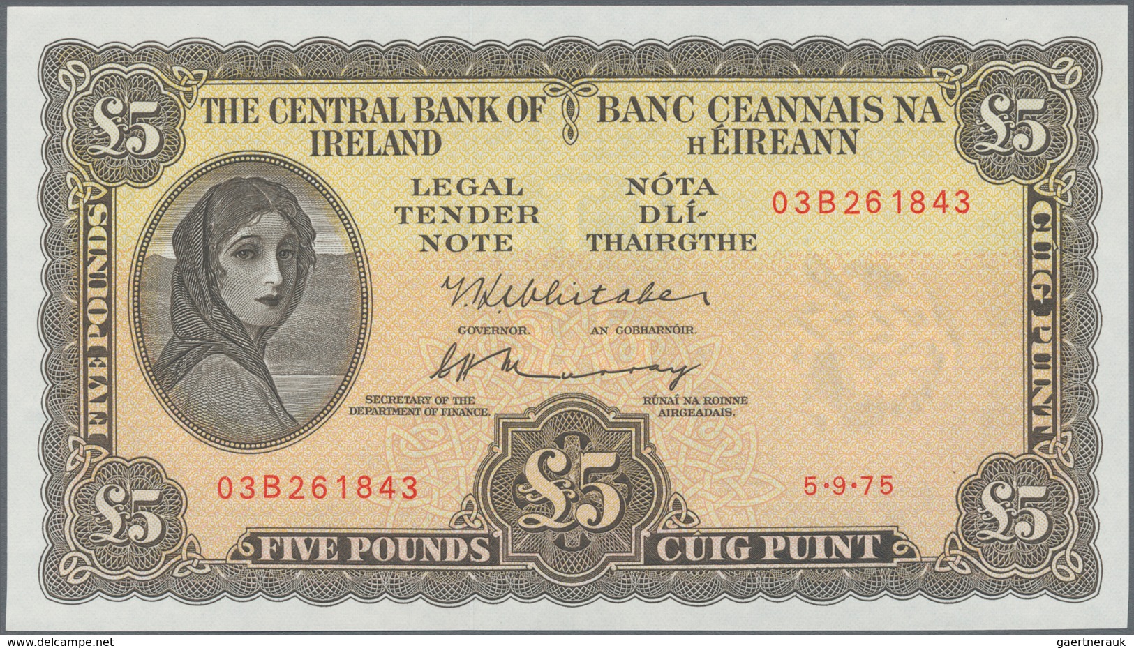 Ireland / Irland: Set With 3 Banknotes Lady Lavery With 10 Shillings 1968 (aUNC), 1 Pound 1975 (UNC) - Irlande