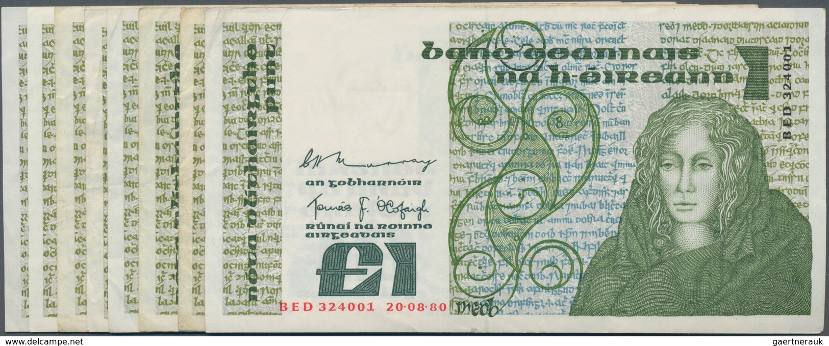 Ireland / Irland: Lot With 13 Banknotes 1967 – 1995 Including 3x 1 Pound Lady Lavery P.64 (F/F+), 8x - Ierland