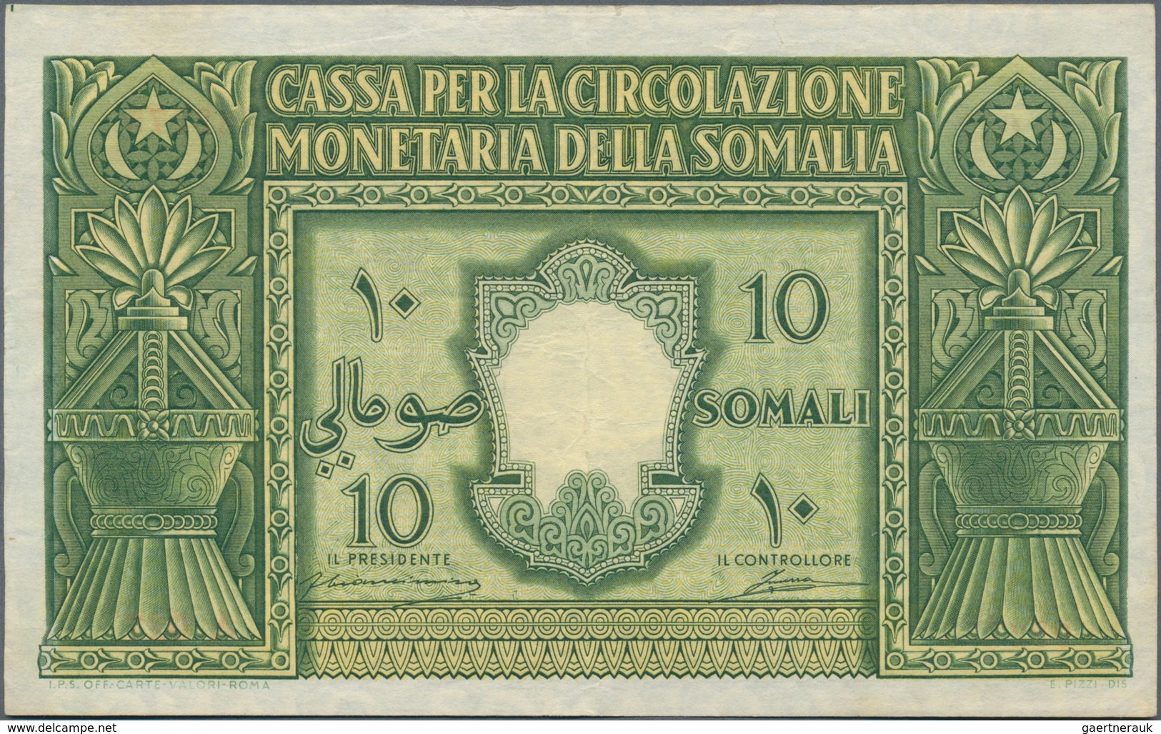 Italian Somaliland: Cassa Per La Circolazione Monetaria Della Somalia, Pair Of The 10 Somali 1950, P - Somalie