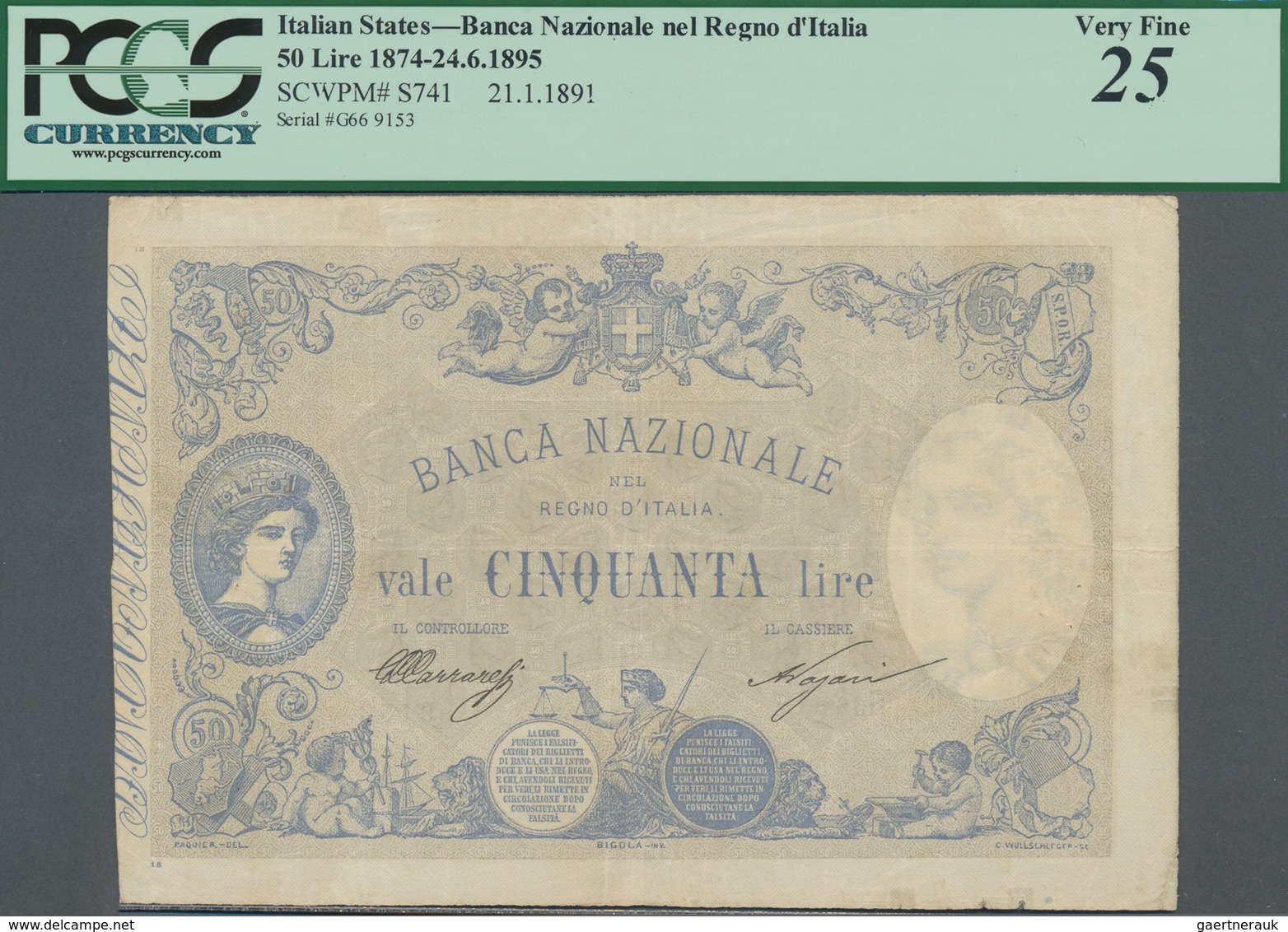 Italian States: Banca Nazionale Nel Regno D'Italia 50 Lire 1891, P.S741, Still Great Original Shape - Other & Unclassified