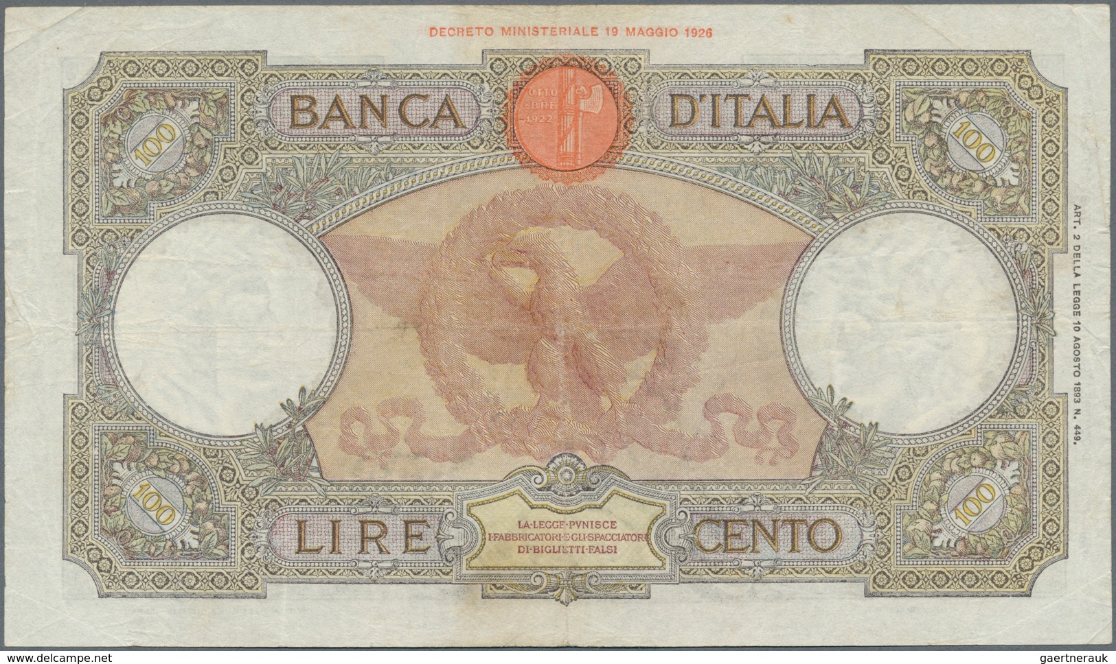 Italy / Italien: set of 8 notes 100 Lire 1937/39/40/42 P. 55, all used with folds, border tears poss