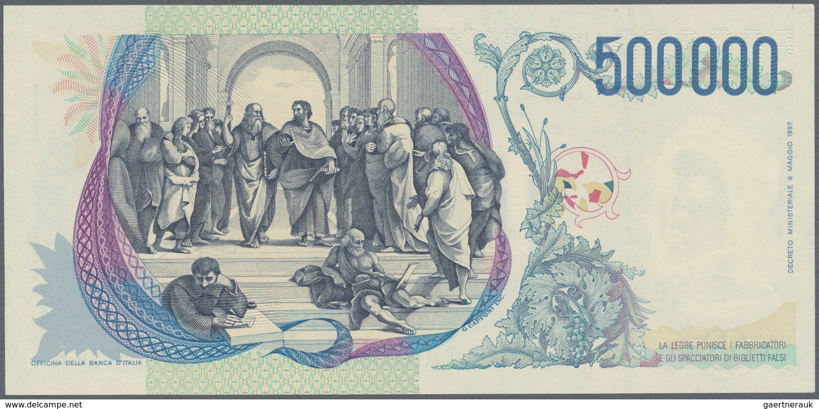 Italy / Italien: 500.000 Lire 1967 P. 118, S/N BA221856F, Crisp Original, Bright Original Colors, On - Andere & Zonder Classificatie