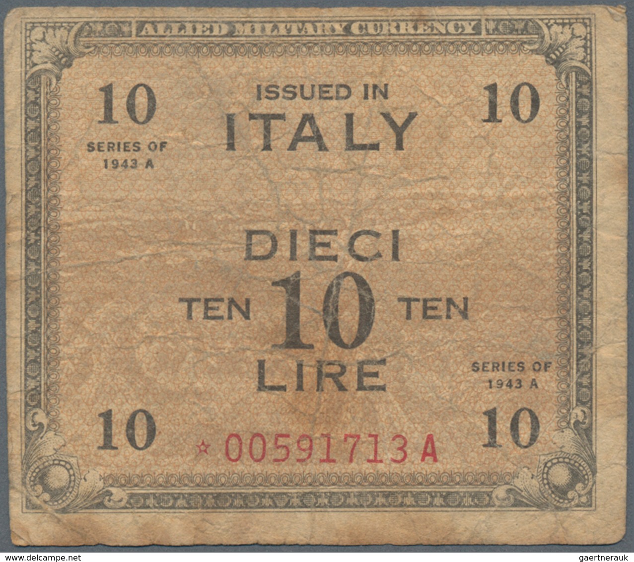 Italy / Italien: Allied Military Currency Set With 3 Banknotes 10 Lire Series 1943, Replacement Note - Autres & Non Classés