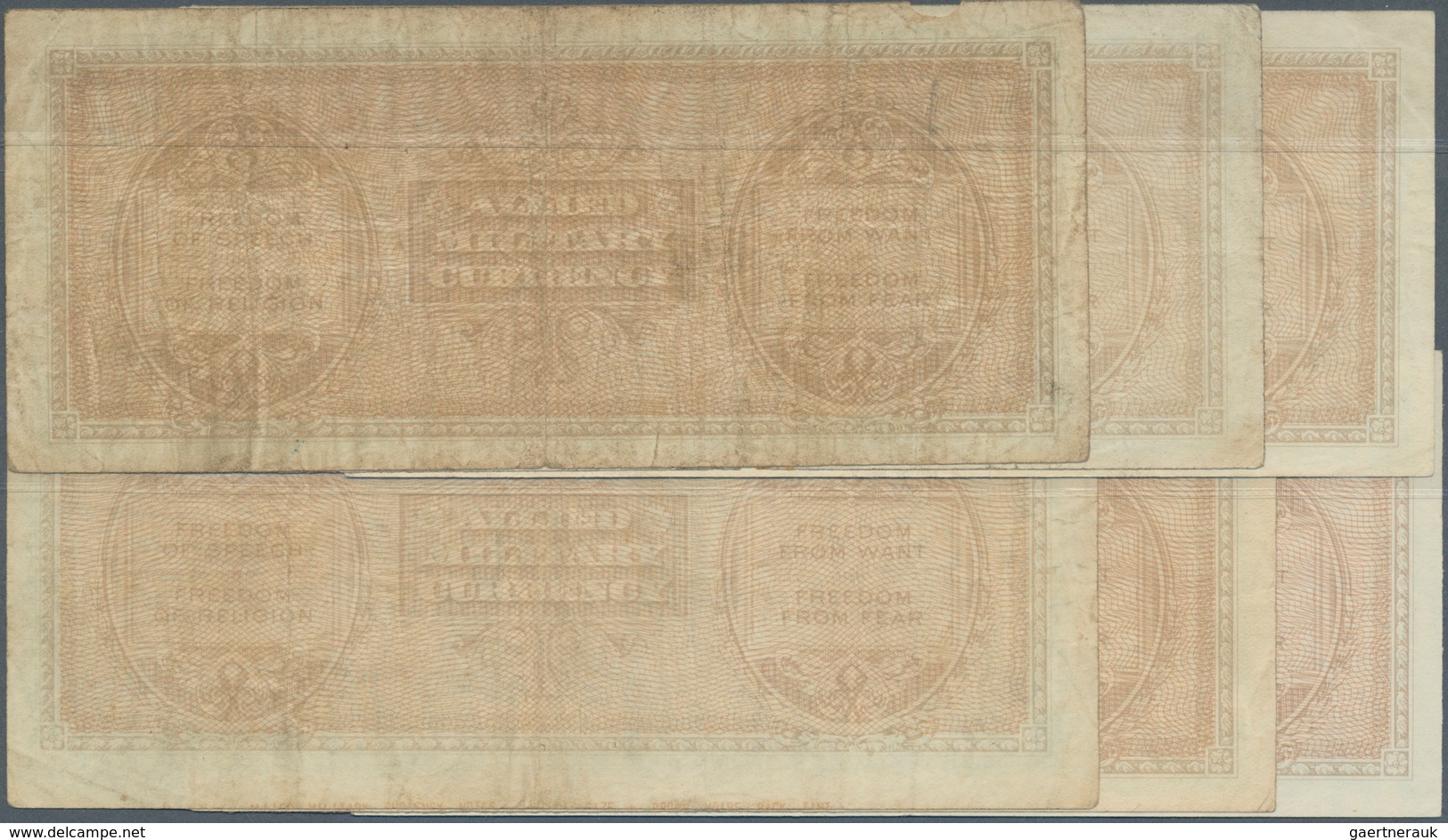Italy / Italien: Set Of 6 Notes Allied Military Currency 500 Lire 1943A P. M22, All Used With Folds, - Autres & Non Classés