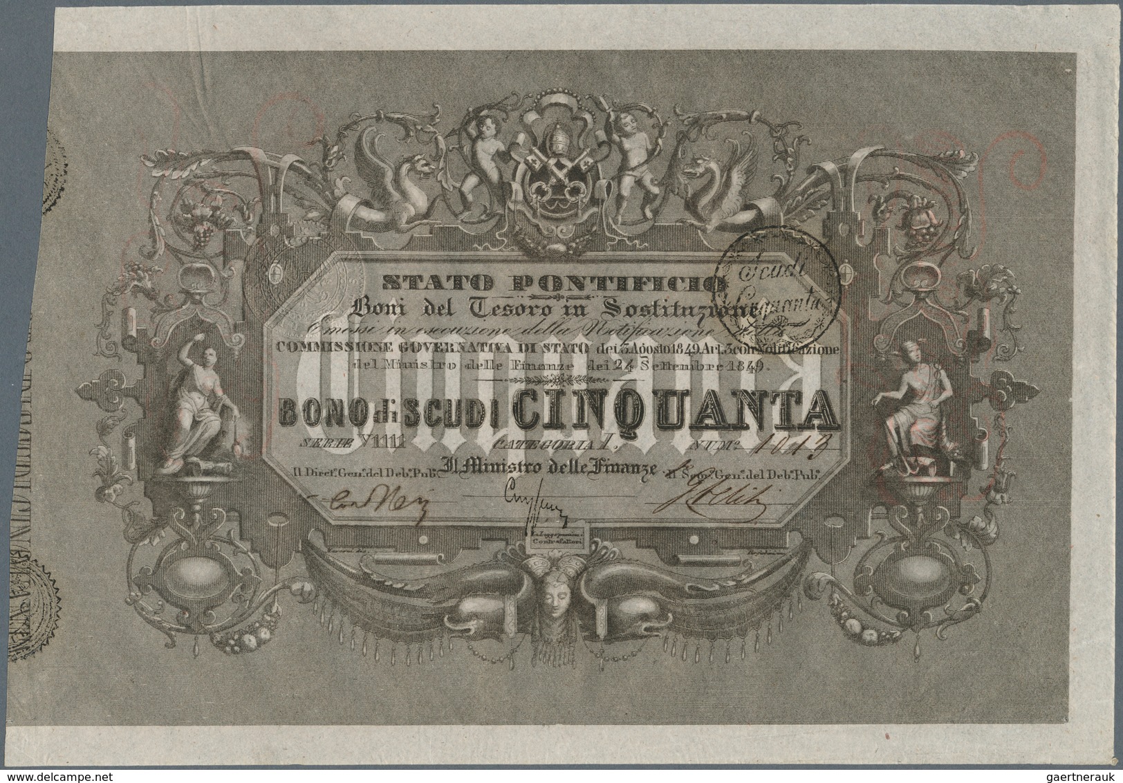 Italy / Italien: Two Consecutive Notes Of Stato Pontificio 50 Scudi 1948 P. NL, Gavello 155, Very Ra - Sonstige & Ohne Zuordnung