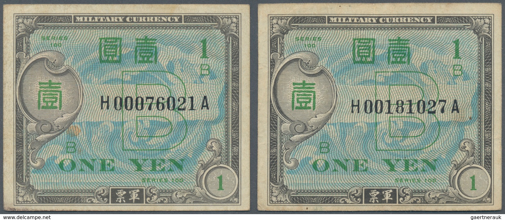 Japan: Allied Military Command Set With 2x 1 Yen ND(1945), Letter "B" In Underprint With Serial Numb - Japon