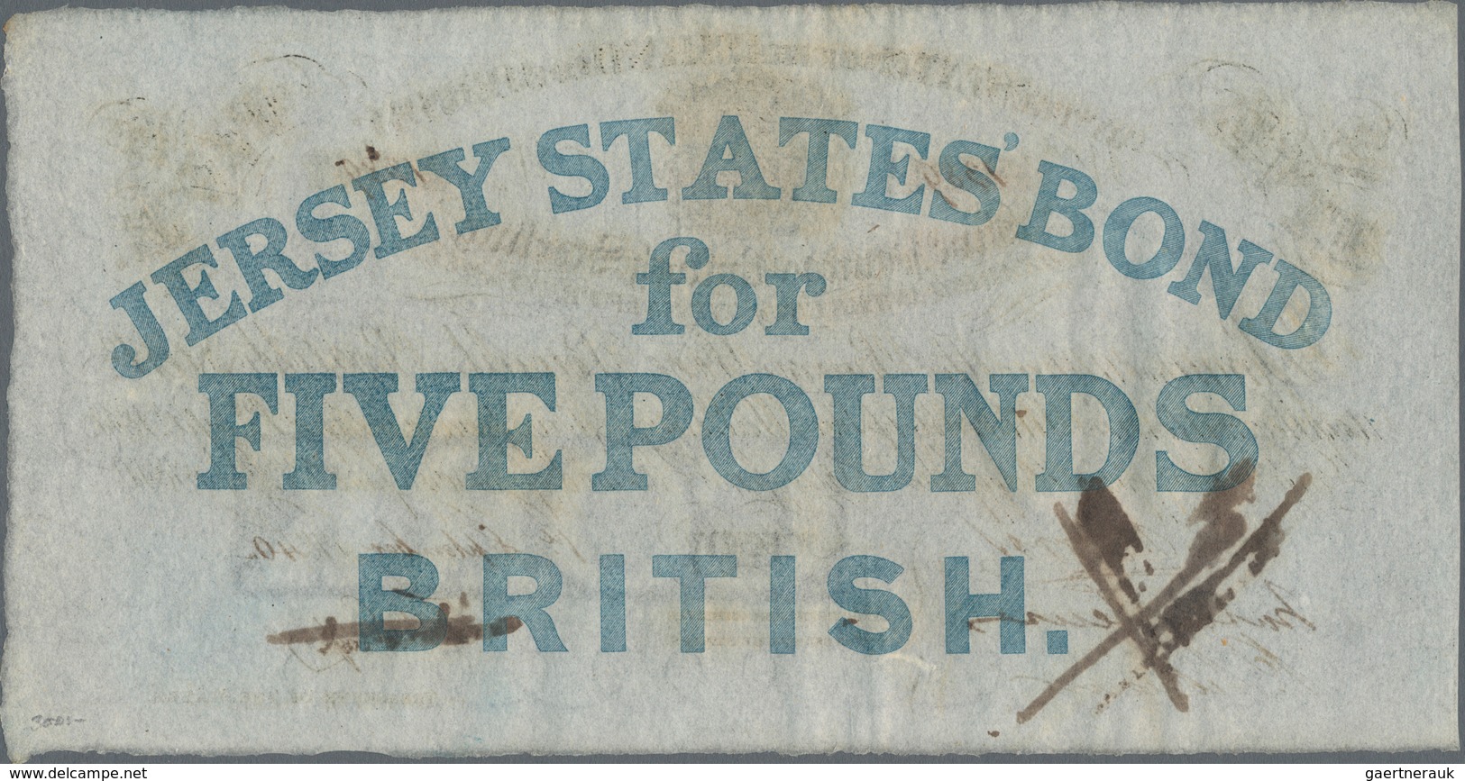 Jersey: The States Of The Island Of Jersey 5 Pounds 1840, P.A1a Issued Note With Serial Number 1389 - Sonstige & Ohne Zuordnung