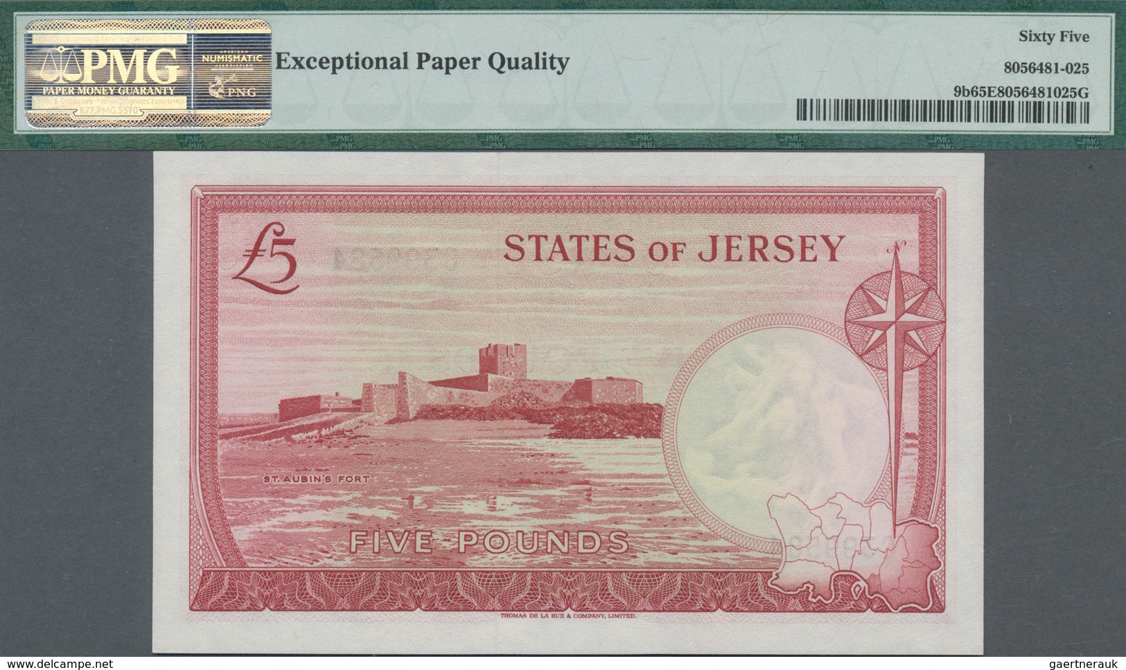 Jersey: The States Of Jersey 5 Pounds ND(1963), P.9b, Excellent Condition And High Grade PMG 65 Gem - Sonstige & Ohne Zuordnung