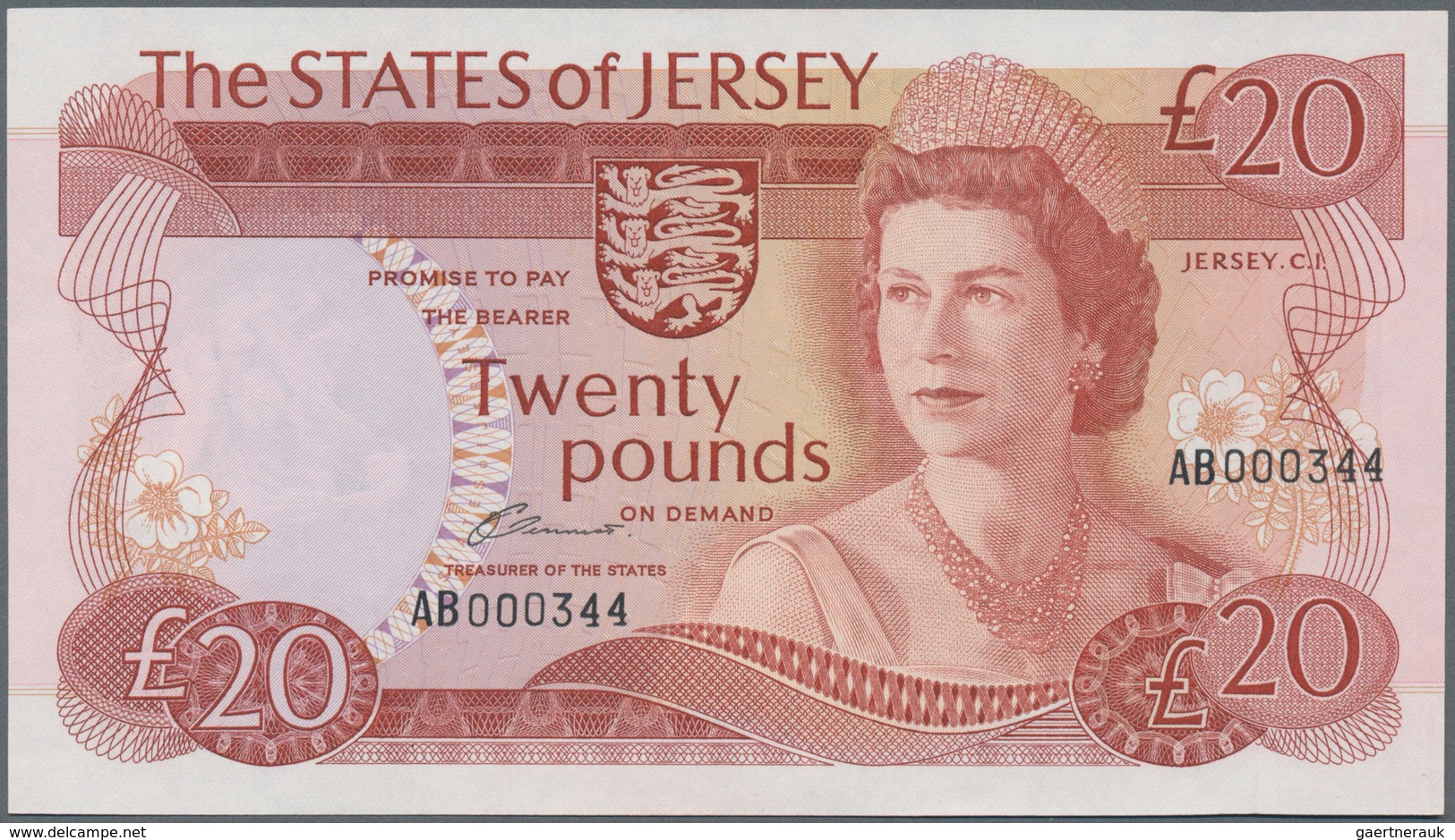 Jersey: The States Of Jersey 20 Pounds ND(1976-88), P.14a In Perfect UNC Condition. - Autres & Non Classés