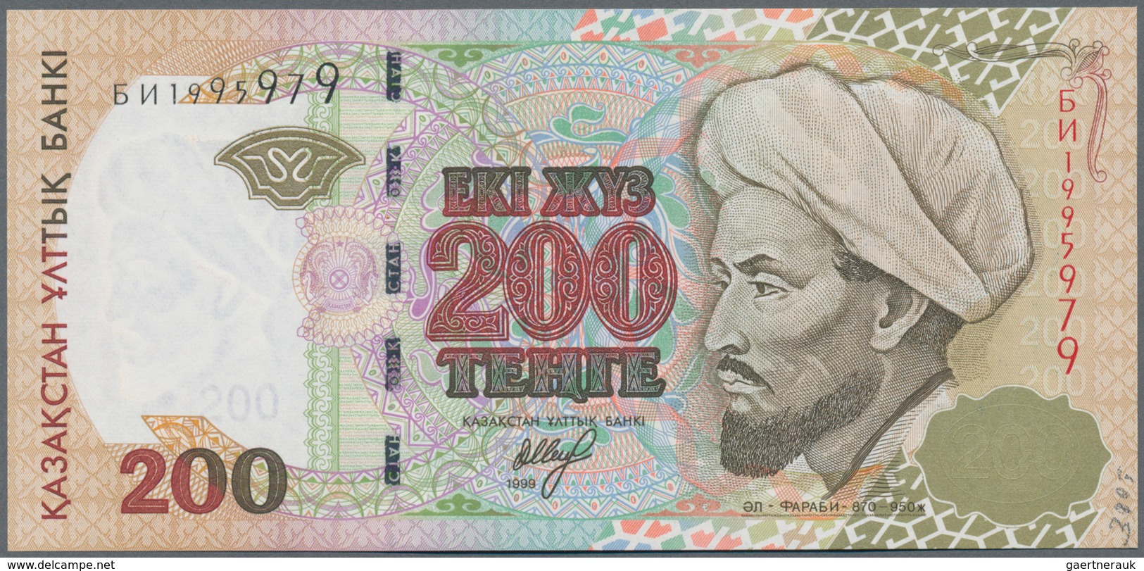 Kazakhstan / Kasachstan: Lot With 7 Banknotes Comprising 2x 200 Tenge 1999 P.20a,b (UNC), 2x 500 Ten - Kasachstan