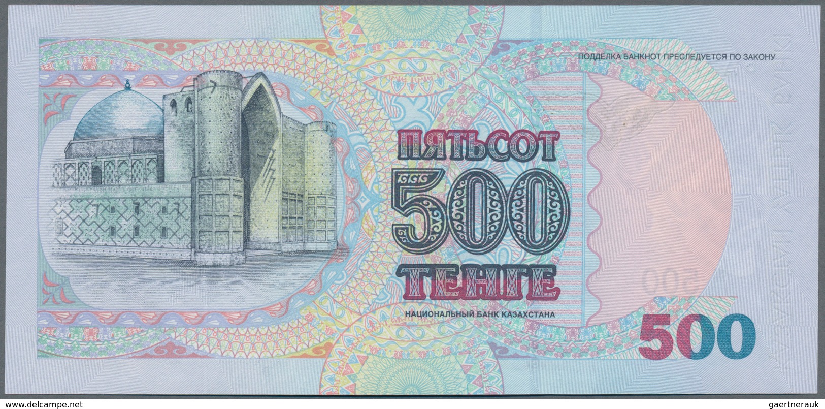 Kazakhstan / Kasachstan: Lot with 7 banknotes comprising 2x 200 Tenge 1999 P.20a,b (UNC), 2x 500 Ten