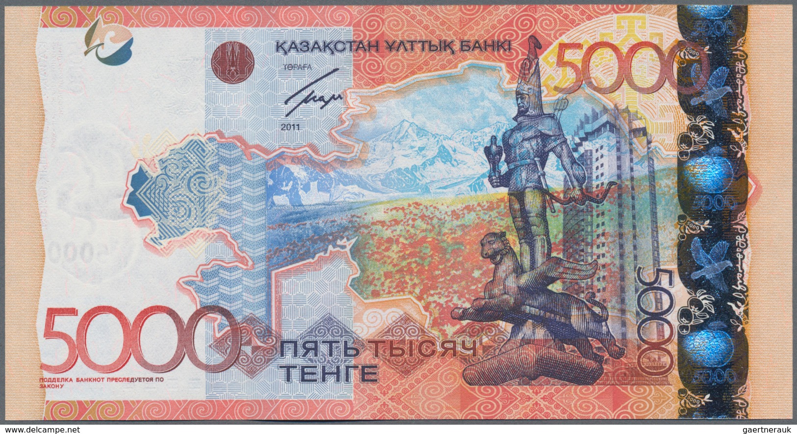 Kazakhstan / Kasachstan: Lot With 6 Banknotes Of The 2008 Till 2011 Issue With 5000 Tenge 2008 P.34 - Kasachstan