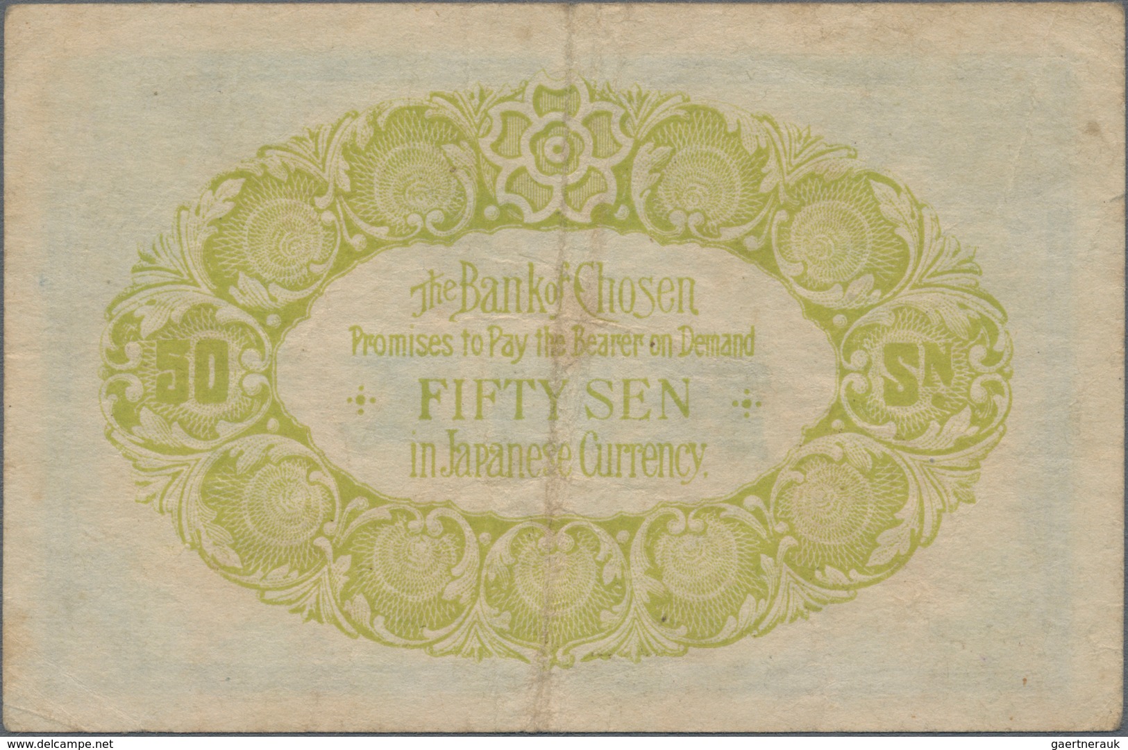 Korea: Bank Of Chosen 50 Sen Taisho Year 5 (1916), P.22, Highly Rare And Still In Nice Condition Wit - Korea (Süd-)