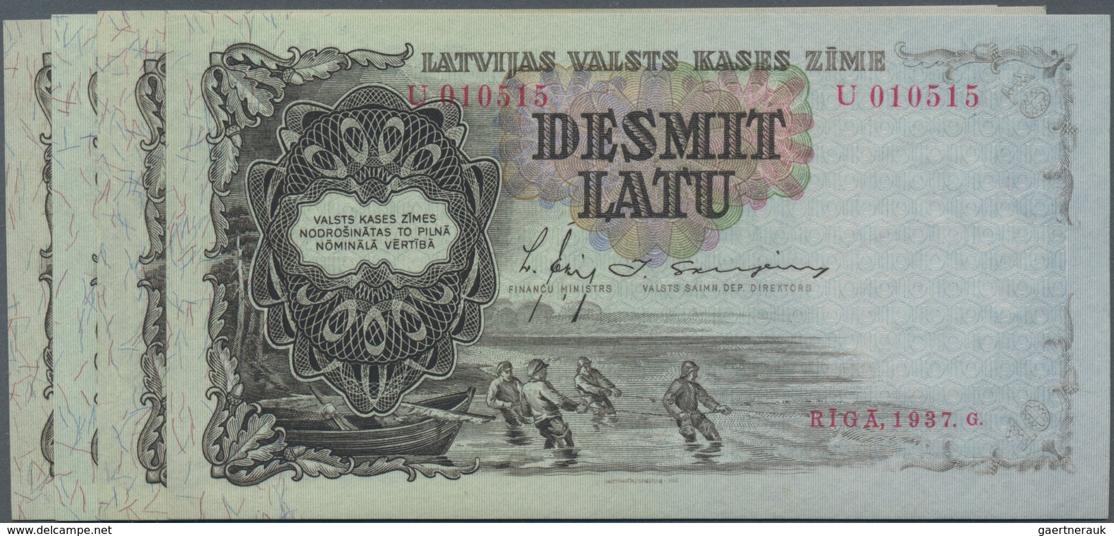 Latvia / Lettland: Highly Rare Set With 8 Banknotes Containing 100 Rubli 1919 Serial Number U153075 - Latvia