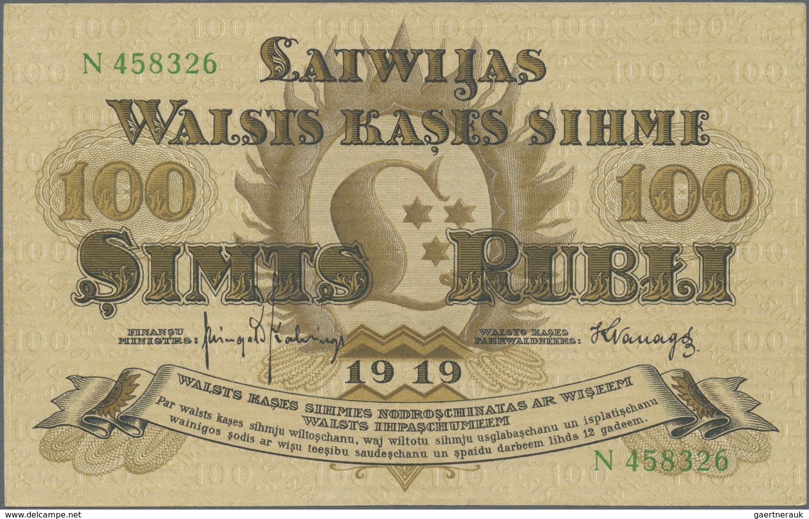 Latvia / Lettland: 100 Rubli 1919, P.7f In Excellent Condition, Three Times Vertically Folded And Ti - Lettland