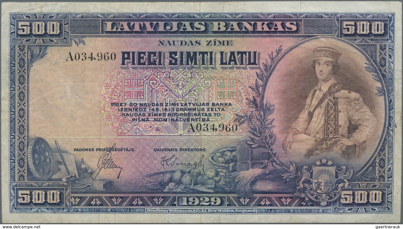 Latvia / Lettland: Latvijas Bank 500 Latu 1929, P.19a, Always A Very Popular Note In Still Nice Cond - Lettonie