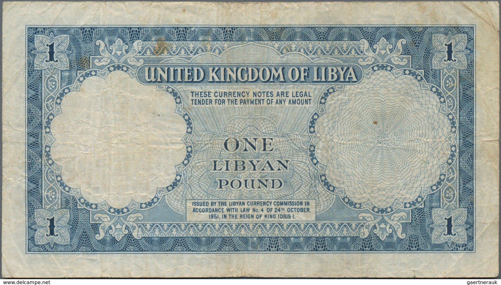 Lebanon / Libanon: United Kingdom Of Libya 1 Pound L.1951, P.9, Still Nice With Soft Paper, Some Sma - Liban