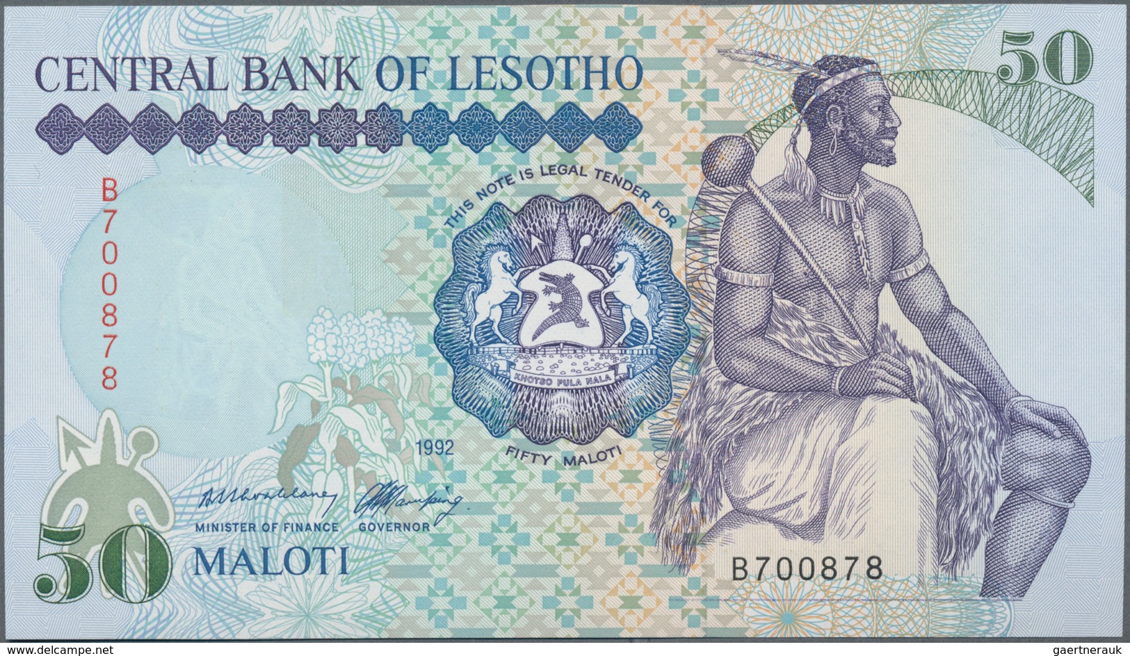 Lesotho: Central Bank Of Lesotho Set With 3 Banknotes 20 Maloti 1990 P.12 (UNC), 50 Maloti 1989 P.13 - Lesotho