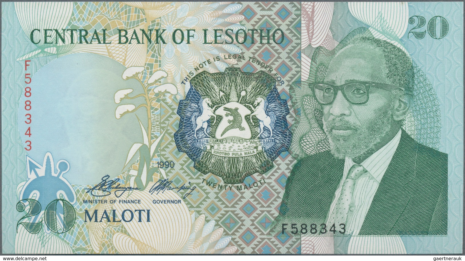 Lesotho: Central Bank Of Lesotho Set With 3 Banknotes 20 Maloti 1990 P.12 (UNC), 50 Maloti 1989 P.13 - Lesotho