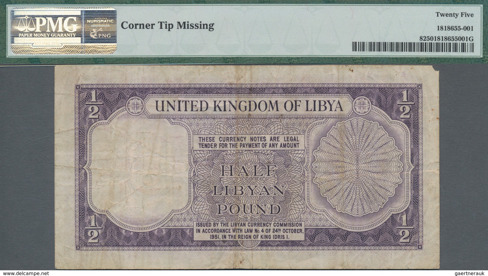 Libya / Libyen: United Kingdom Of Libya ½ Pound L.1951, P.8, Key Note Of This Series And A Great Rar - Libyen