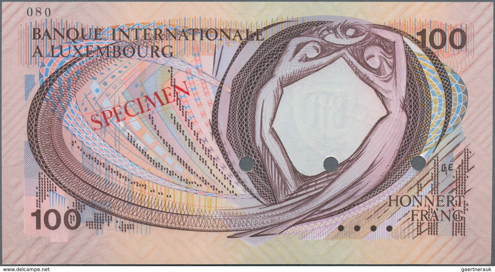 Luxembourg: Banque Internationale à Luxembourg 100 Francs 1981 SPECIMEN, P.14As With Punch Hole Canc - Luxembourg