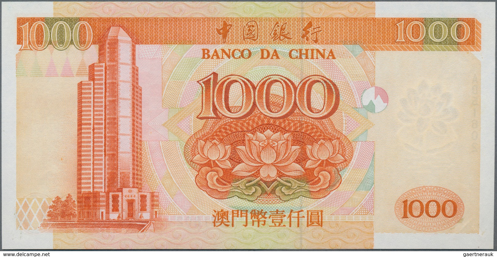 Macau / Macao: Banco Da China 1000 Patacas 1995, P.95, Tiny Dint At Upper Right, Otherwise Perfect. - Macao