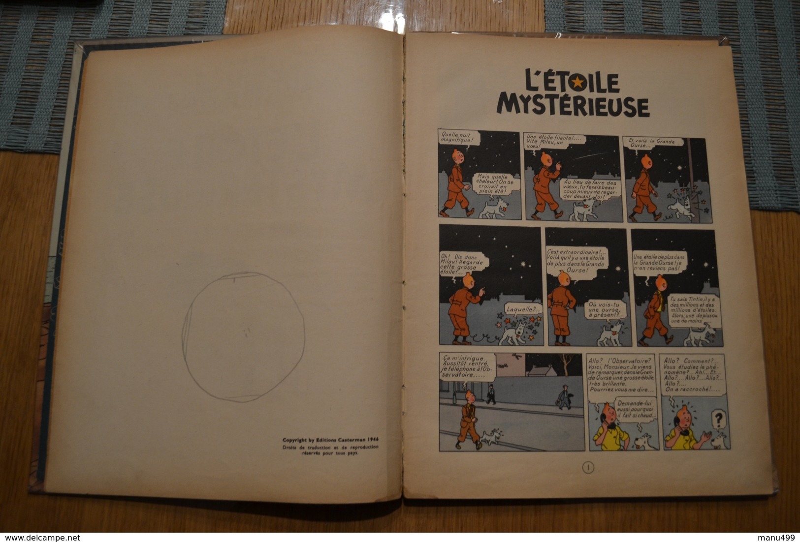 Tintin l'étoile mystérieuse B1 Dos Bleu !