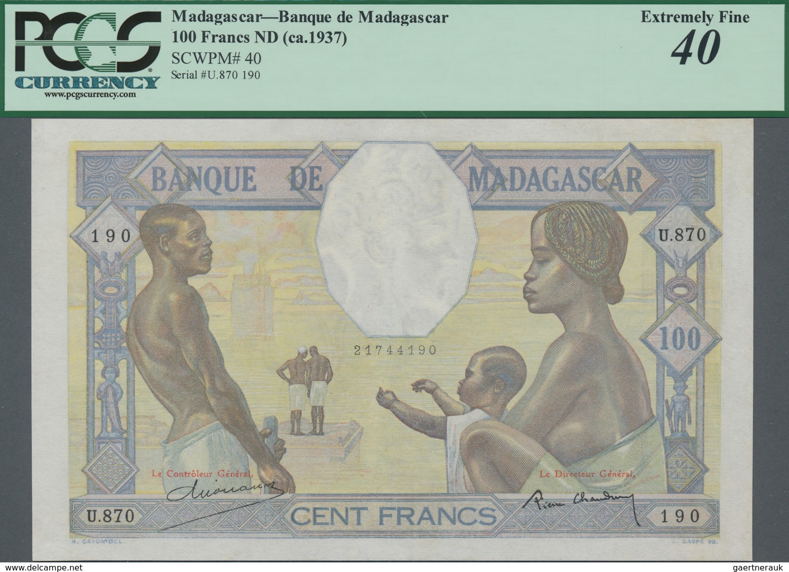 Madagascar: Banque De Madagascar 100 Francs ND(1937), P.40, Still Great Condition With A Few Stronge - Madagascar