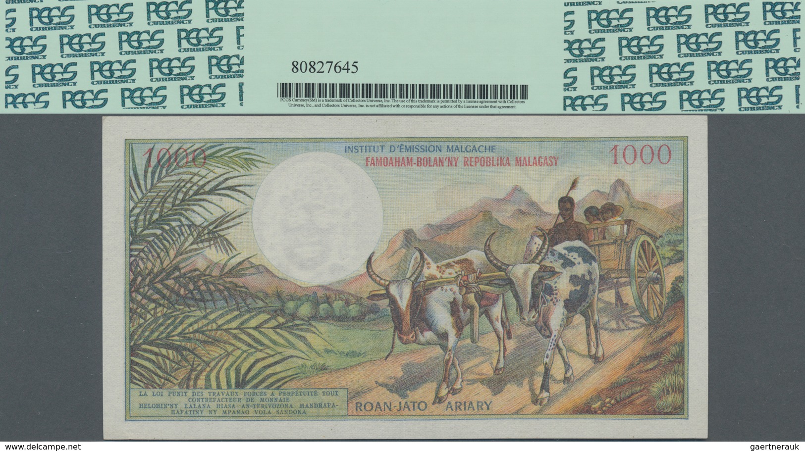 Madagascar: Institut D'Émission Malgache 1000 Francs = 200 Ariary ND(1966), P.59a, Tiny Pinholes At - Madagaskar