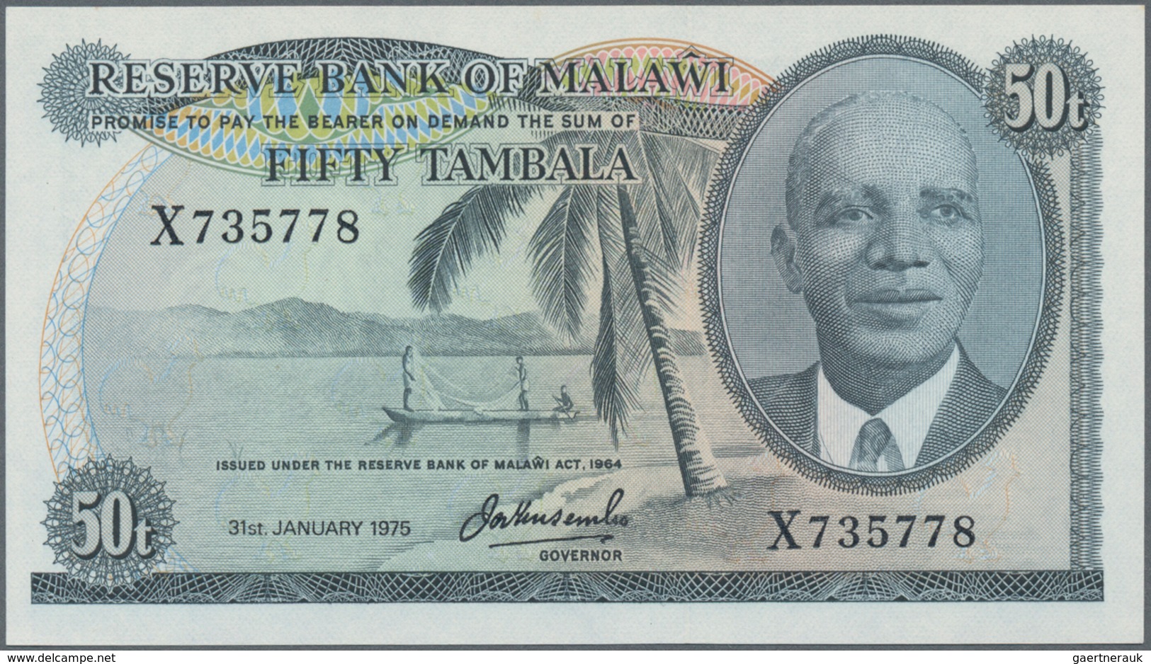 Malawi: Reserve Bank Of Malawi 50 Tambala 1975, P.9c In Perfect UNC Condition. - Malawi
