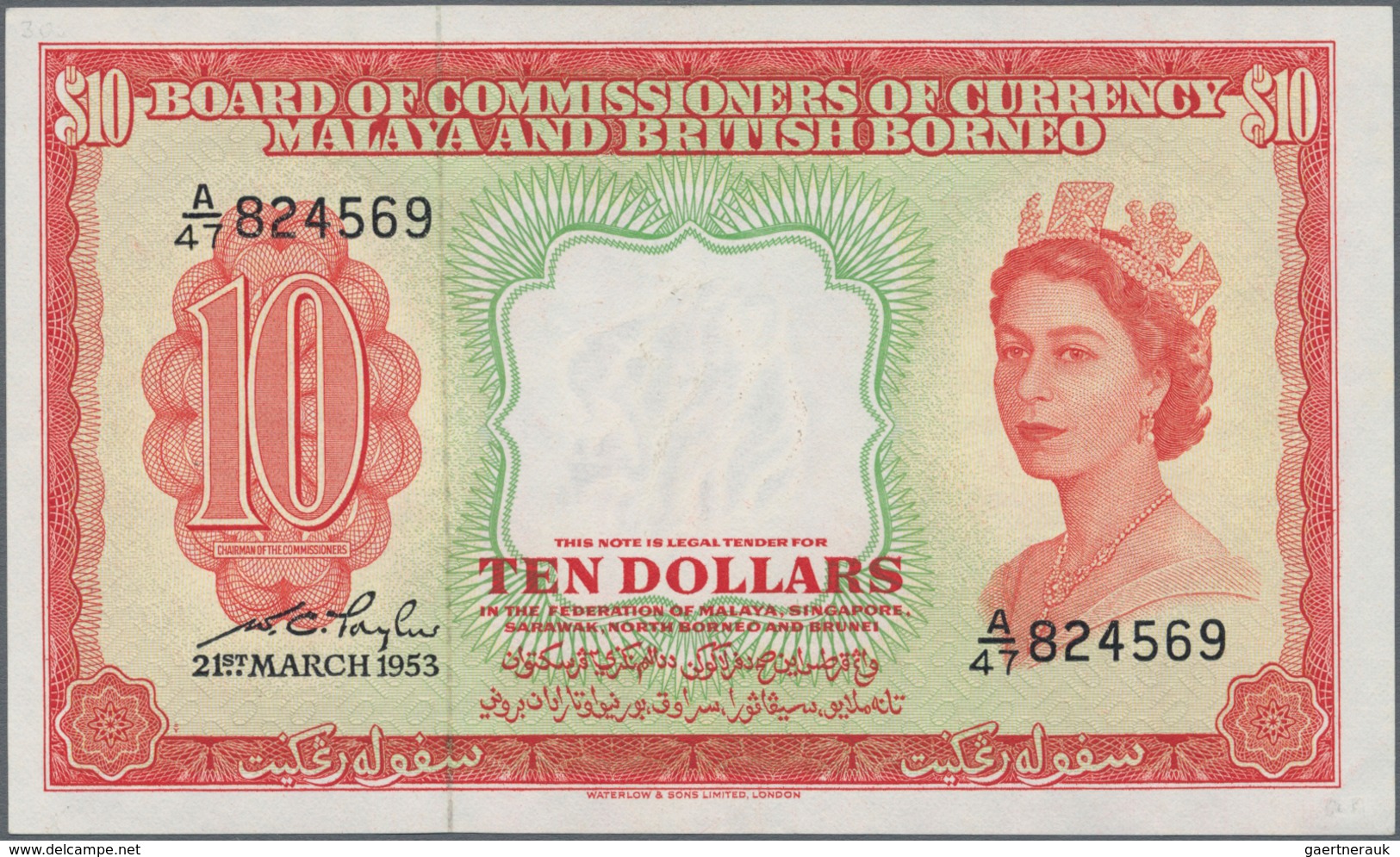 Malaya & British Borneo: Board Of Commissioners Of Currency 10 Dollars 1953, P.3, Excellent Conditio - Malaysie