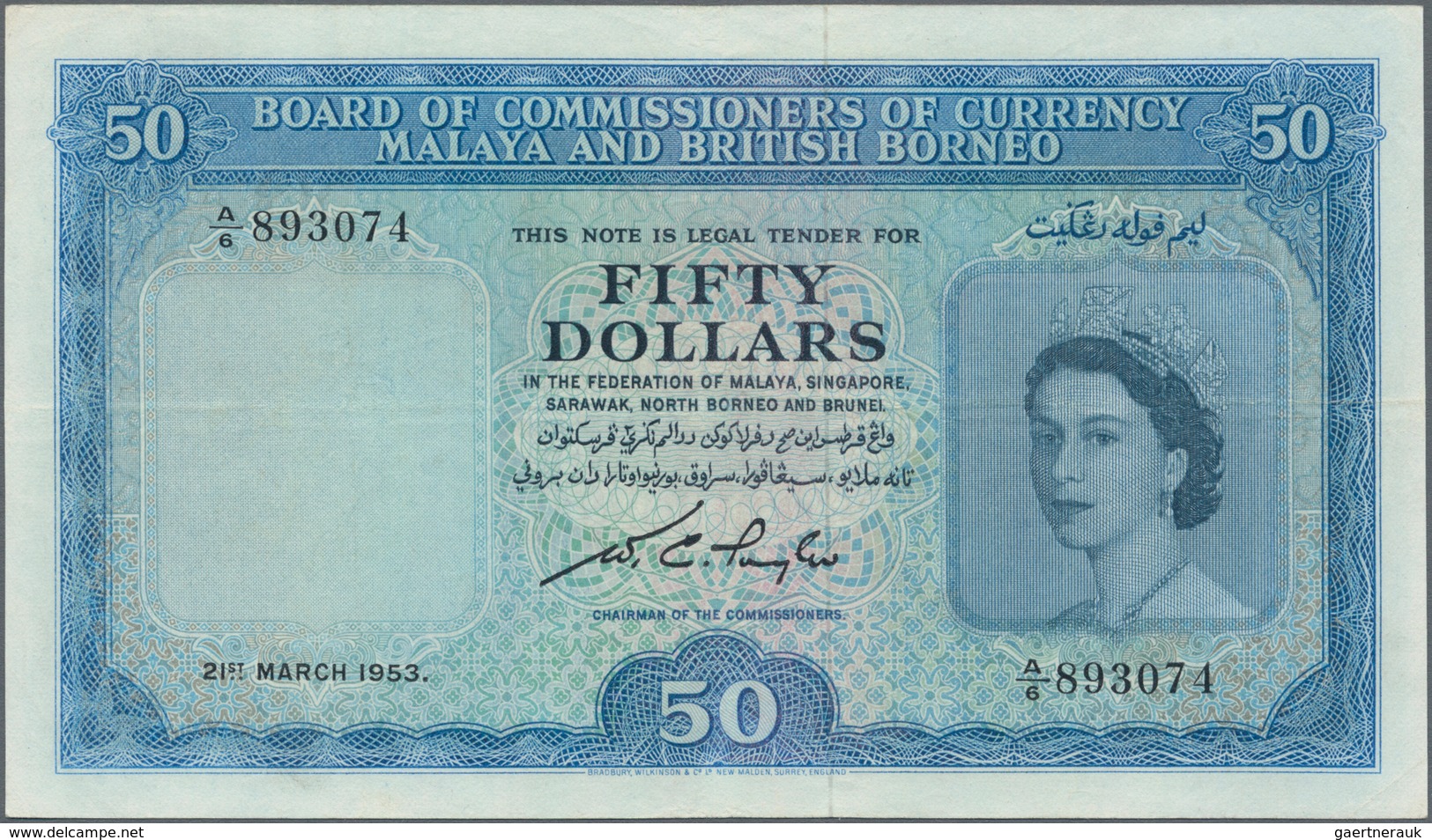 Malaya & British Borneo: Board Of Commissioners Of Currency 50 Dollars 1953, P.4, Still Nice Conditi - Malaysia