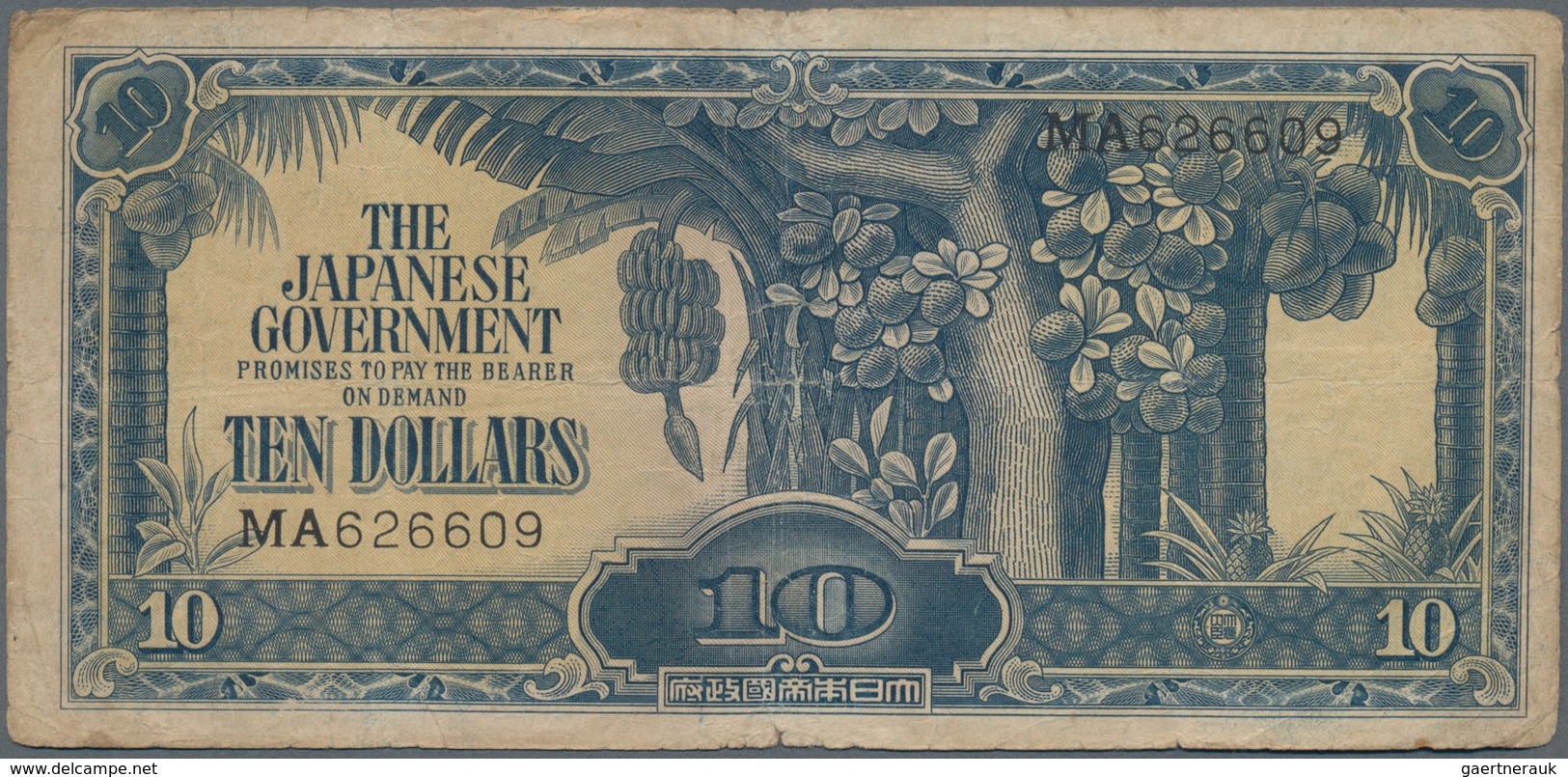 Malaya: The Japanese Government Set With 4 Banknotes 10 Dollars ND(1942-44), P.M7a In F-/F Condition - Malaysia