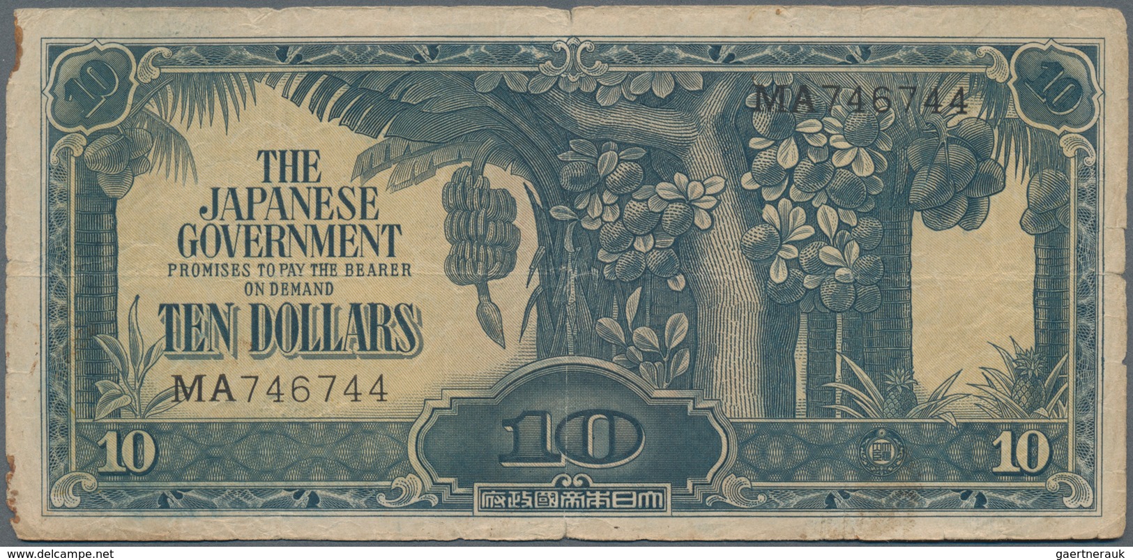 Malaya: The Japanese Government Set With 4 Banknotes 10 Dollars ND(1942-44), P.M7a In F-/F Condition - Malaysie