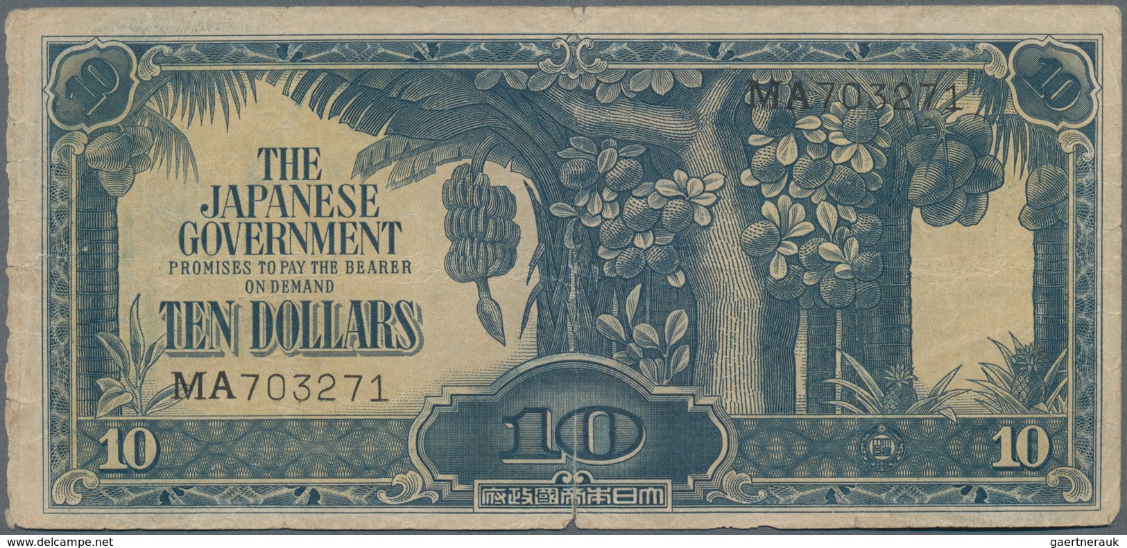 Malaya: The Japanese Government Set With 4 Banknotes 10 Dollars ND(1942-44), P.M7a In F-/F Condition - Maleisië