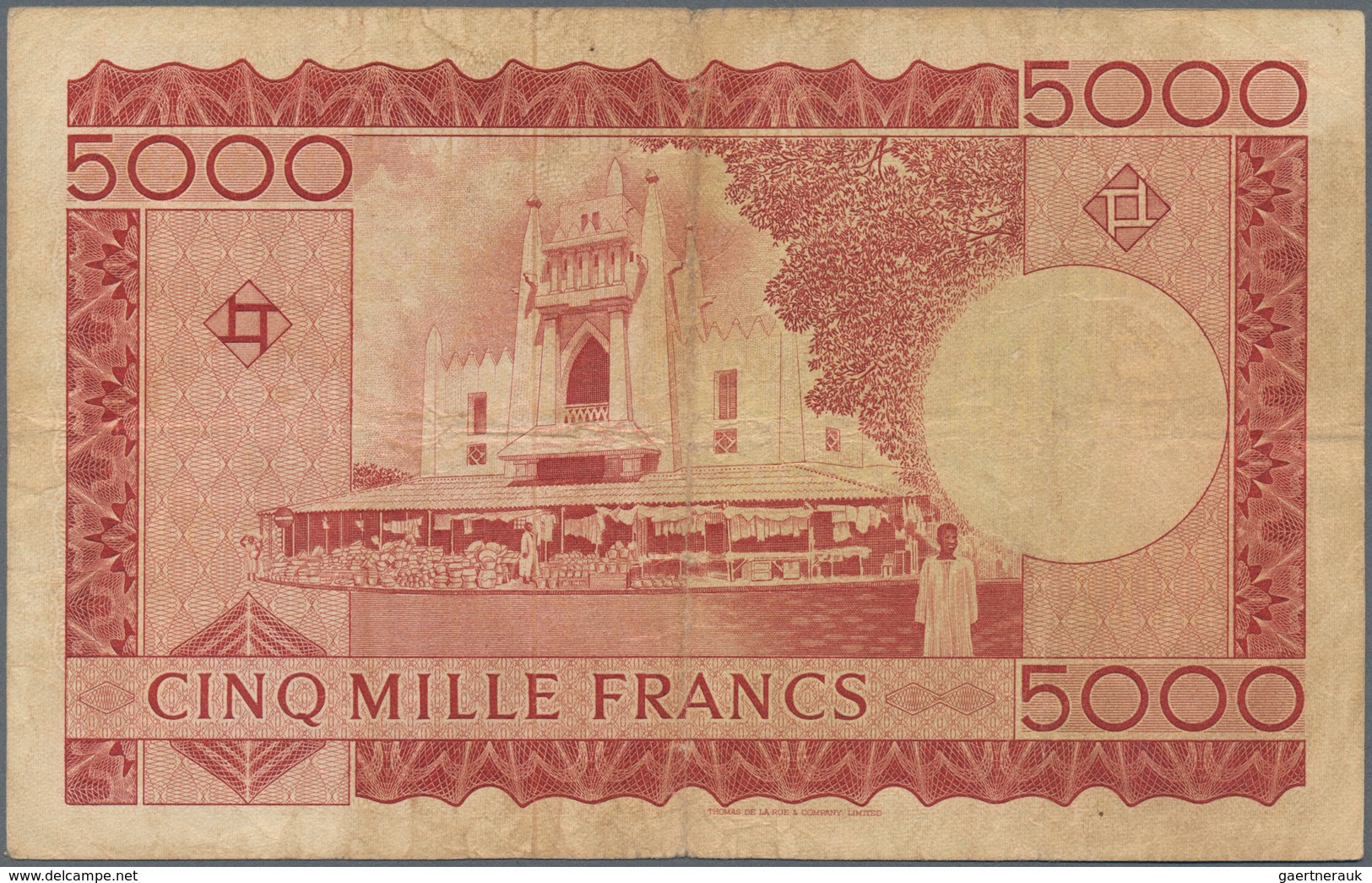 Mali: Banque De La République Du Mali 5000 Francs 1960 (1967), P.10, Lightly Stained Paper With Smal - Mali